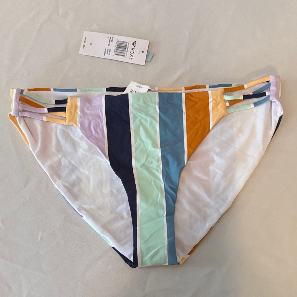 NWT Roxy Multicolor Striped Bikini Bottoms